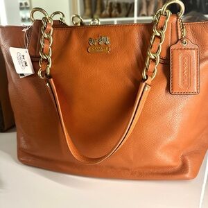 Coach Madison Cognac Leather Tote